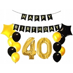 Zestaw balonów z banerem do dekoracji na 40 urodziny -15 elementów 
